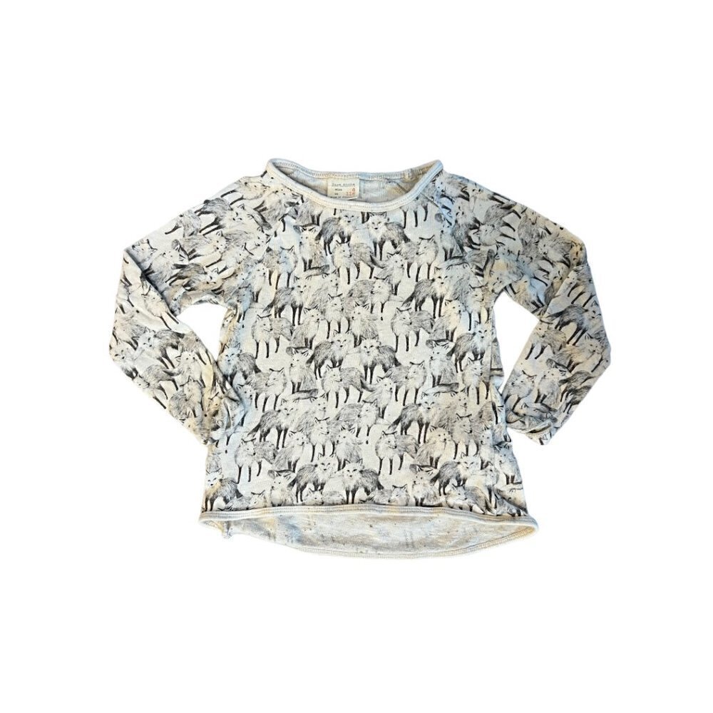 Zara Girls Fox Printed Shirt Size 6 Cotton Long Sleeves